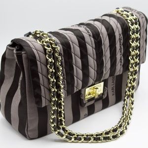 (New) KARL LAGERFIELD Aygness Striped Shoulder Bag